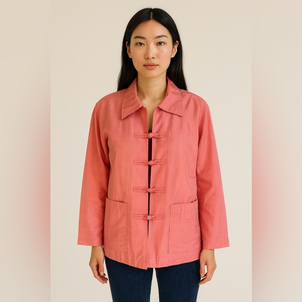 INDO-CHIC 100% Silk Blouse Jacket Tunic Kimono Asian Mandarin